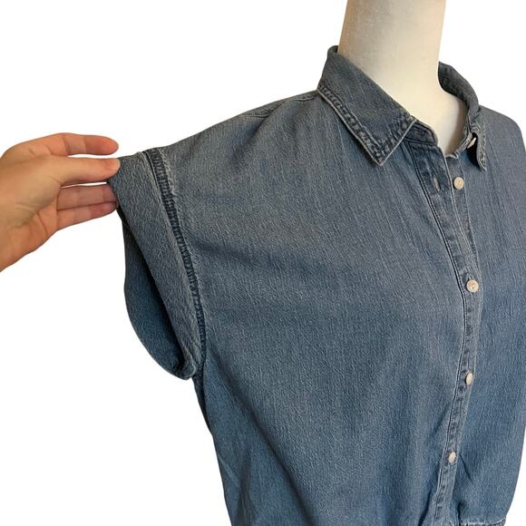 Madewell Denim Side-Tie Shirt in Aurea Wash size large - Picture 3 of 10